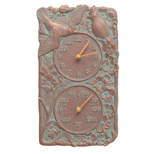 Cardinal Indoor Outdoor Wall Clock & Thermometer Made from Solid cast Aluminum