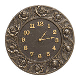 Clarus Crystal Rose 12" Indoor Outdoor Wall Clock Made from Solid cast Aluminum