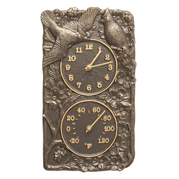 Cardinal Indoor Outdoor Wall Clock & Thermometer Made from Solid cast Aluminum