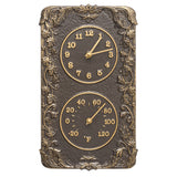 Acanthus Indoor Outdoor Wall Clock & Thermometer Made from Solid cast Aluminum