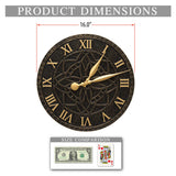 Clarus Crystal Artisan 16" Indoor Outdoor Wall Clock Made from Solid cast Aluminum