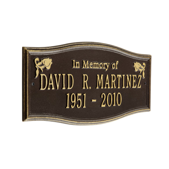 Personalized Cast Metal Memorial Plaque - The Alexandria, in memory, commemoration sign. Made in the USA. ASIN