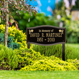 Personalized Cast Metal Memorial Lawn Sign - The Alexandria, In Memory, Commemoration Sign. Made in the USA. Ground Mounted Plaque