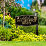 Personalized Cast Metal Memorial Lawn Sign - The Alexandria, In Memory, Living Eternally, Commemoration Sign. Made in the USA. Ground Mounted Plaque