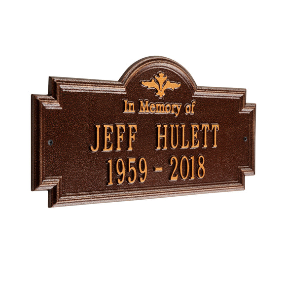 Personalized Cast Metal Memorial Plaque - The Arlington, In Memory, Commemoration Sign. Made in the USA.