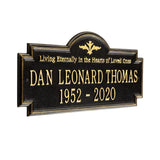 Personalized Cast Metal Memorial Wall Sign - The Arlington Memorial, Living Eternally Commemoration Sign. Made in the USA. Surface Mounted Plaque