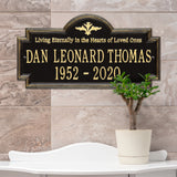 Personalized Cast Metal Memorial Wall Sign - The Arlington Memorial, Living Eternally Commemoration Sign. Made in the USA. Surface Mounted Plaque