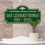 Personalized Cast Metal Memorial Wall Sign - The Arlington Memorial, Living Eternally Commemoration Sign. Made in the USA. Surface Mounted Plaque