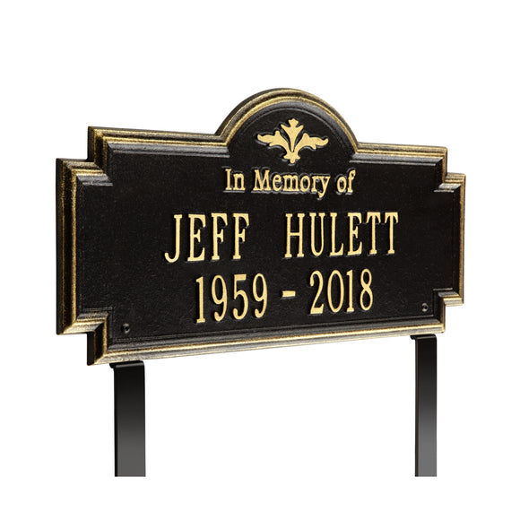 Personalized Cast Metal Memorial Lawn Sign - The Arlington, In Memory, Commemoration Sign. Made in the USA. Ground Mounted Plaque