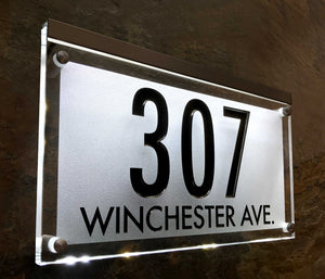 Extra Large Crystal Lighted Address Sign! This Address Plaque is Bright and Beautiful, Available in 3 colors and two fonts, MEASURES 7.25" X 12"