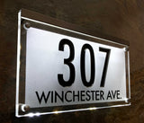 Extra Large Crystal Lighted Address Sign! This Address Plaque is Bright and Beautiful, Available in 3 colors and two fonts, MEASURES 7.25" X 12"