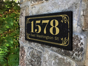 THE SAVANNA Address Plaque with Engraved Numbers. Address Sign Made from Solid, Real Stone. Ships in 2-3 Days. Measures 12" x 6" x 0.375", 4 colors